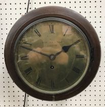 A Victorian mahogany cased circular wall clock with single fusee movement,