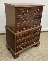 A 20th Century mahogany miniature chest on chest in the George III style,