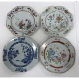 A collection of four various 19th Century Chinese octagonal plates,