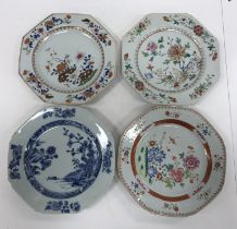 A collection of four various 19th Century Chinese octagonal plates,