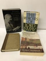 Three boxes of books including various biographies, including "Ford Maddox Ford", "Lord Ismay",