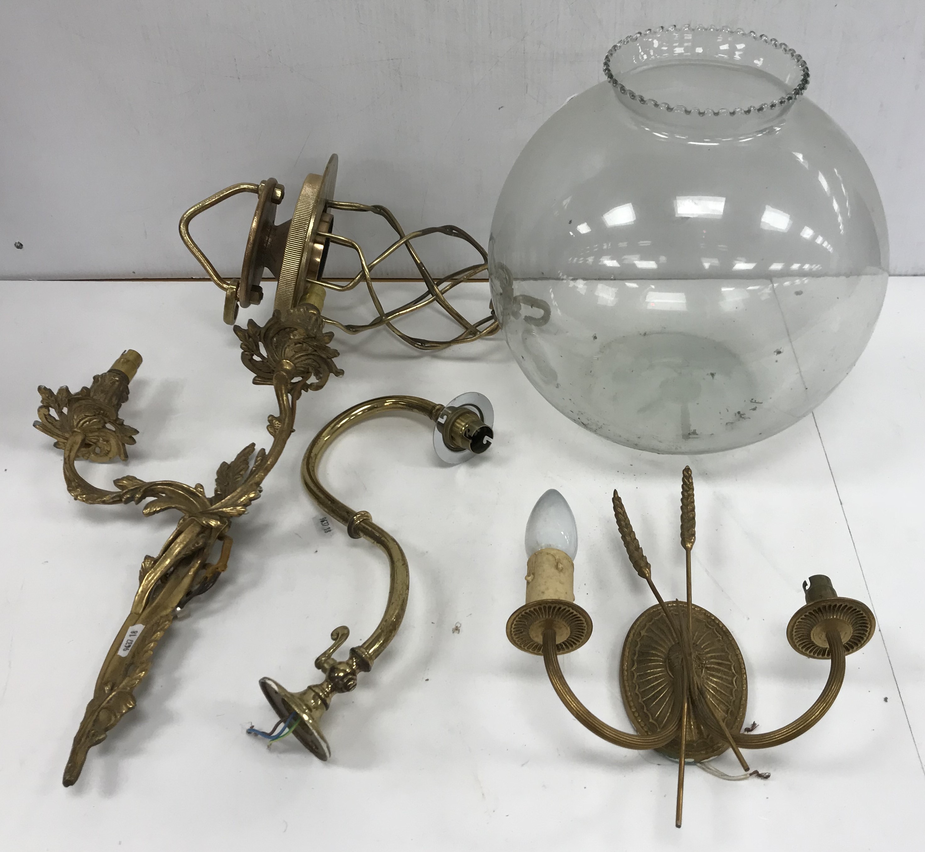 A box and contents of various brass lighting in the 18th / 19th Century manner, - Image 2 of 4