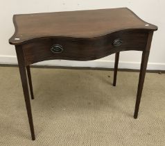 A 19th Century mahogany and inlaid serpentine fronted single drawer side table,