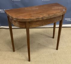 A 19th Century mahogany bow fronted foldover tea table,