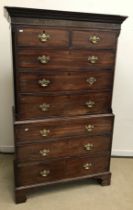 A late George III mahogany chest on chest,