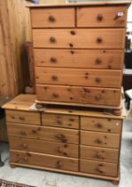 A collection of pine bedroom furniture to incude chest of two short over four long drawers,