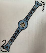 A Zulu turquoise bead and shell and seed decorated waistband or belt,