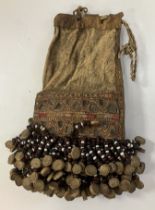 A leather mirrored and beaded decorated purse or wallet (probably circa 1900 congo medicine man's