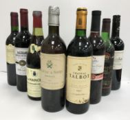 Eight various bottles of red wine including Vin de Pays Des Coteaux de Glanes 2005,