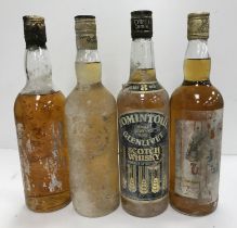 Four bottles various Scotch Whisky including one Tomintoul Glenlivet Single Highland Malt 8 Years
