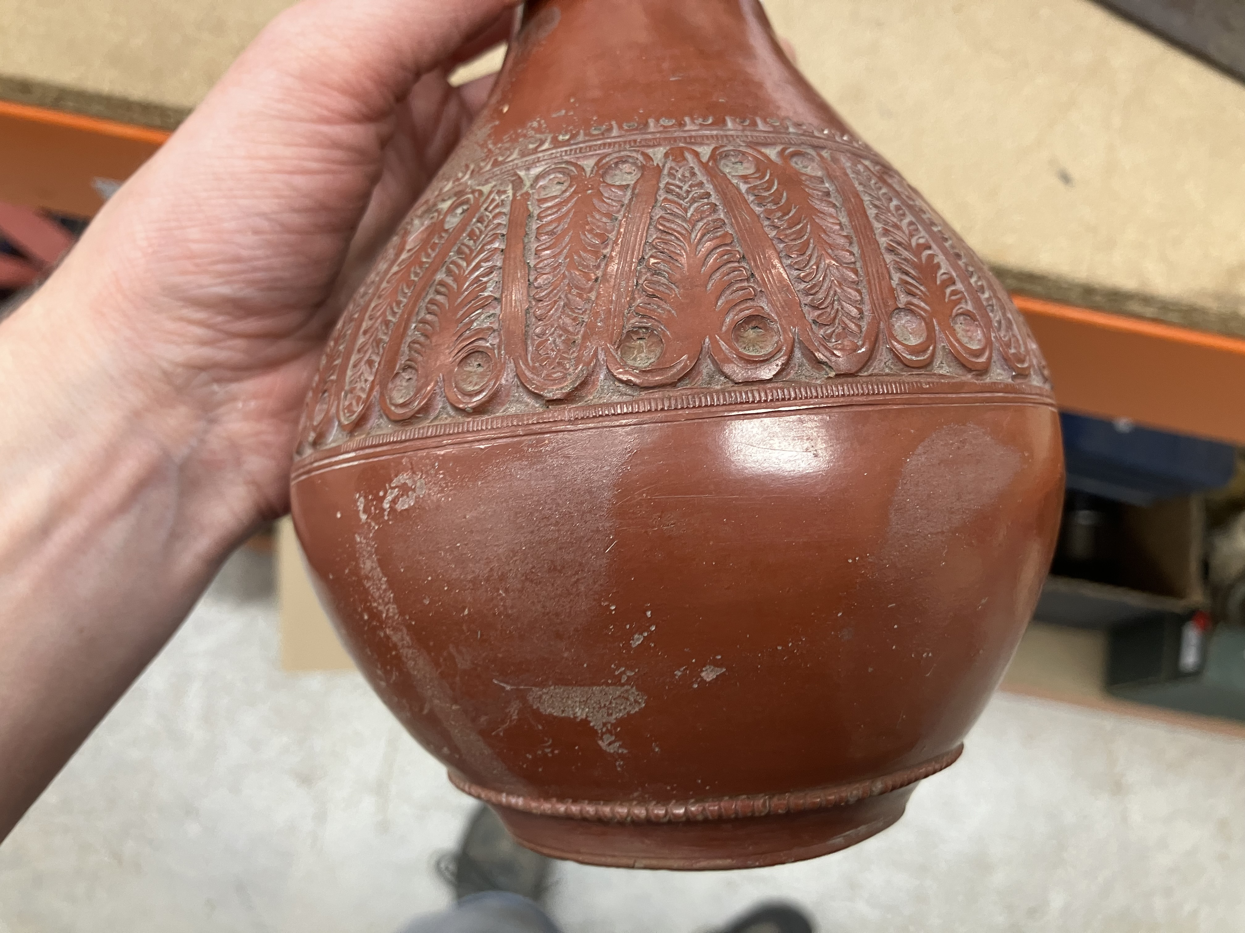 A Redware gourd shaped pottery vase with - Image 58 of 65