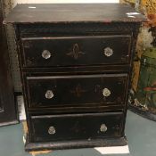 A Victorian painted pine miniature chest