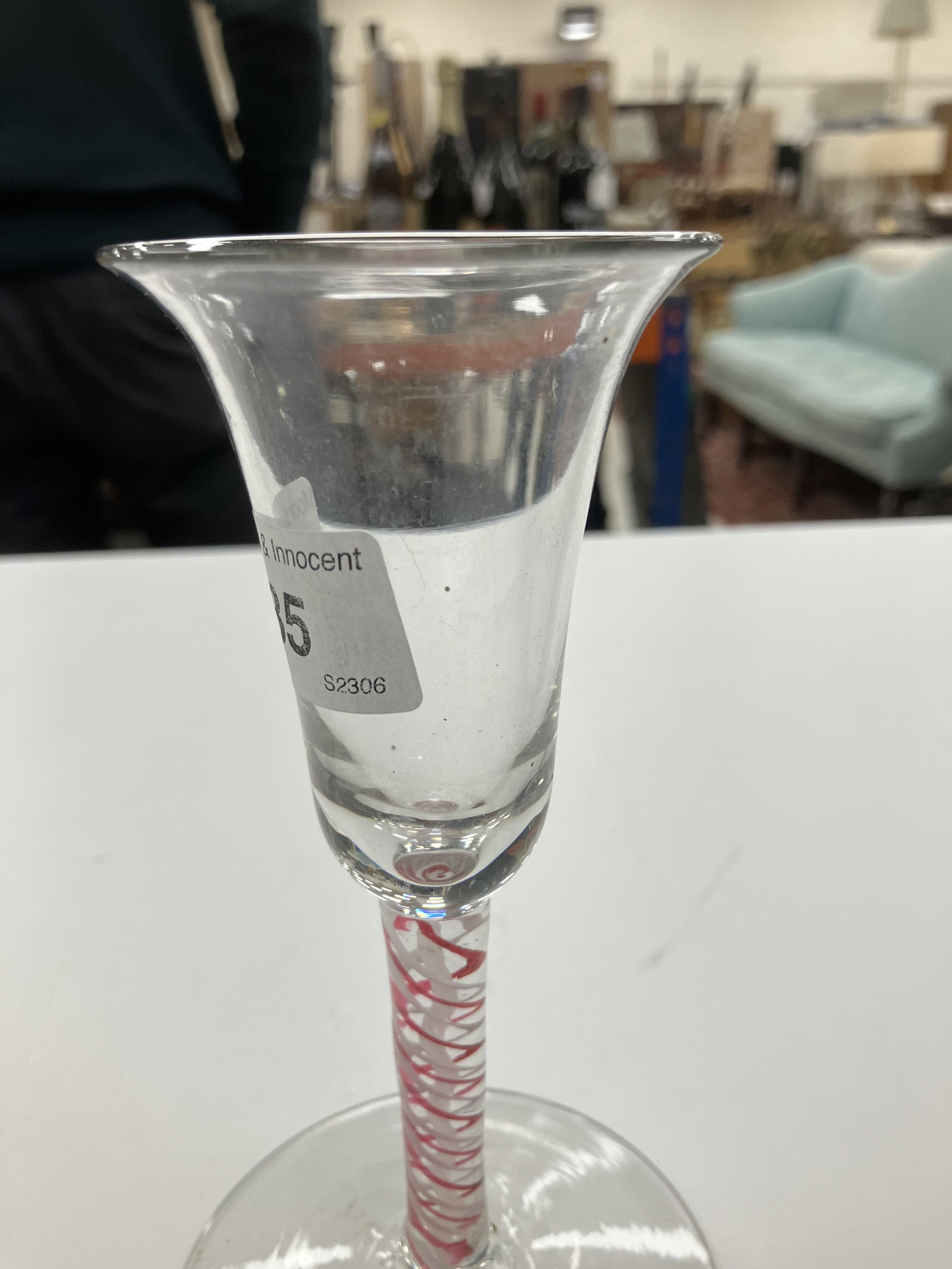 A Georgian enamel twist stem wine glass - Image 2 of 18