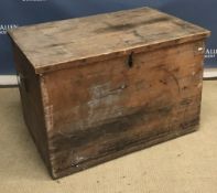 A circa 1900 pine tack box of plain form