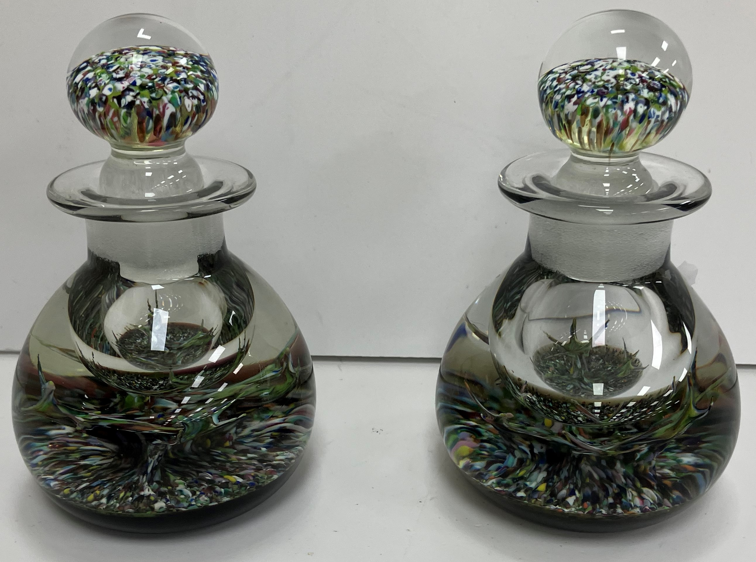 A pair of Strathearn glass scent bottles