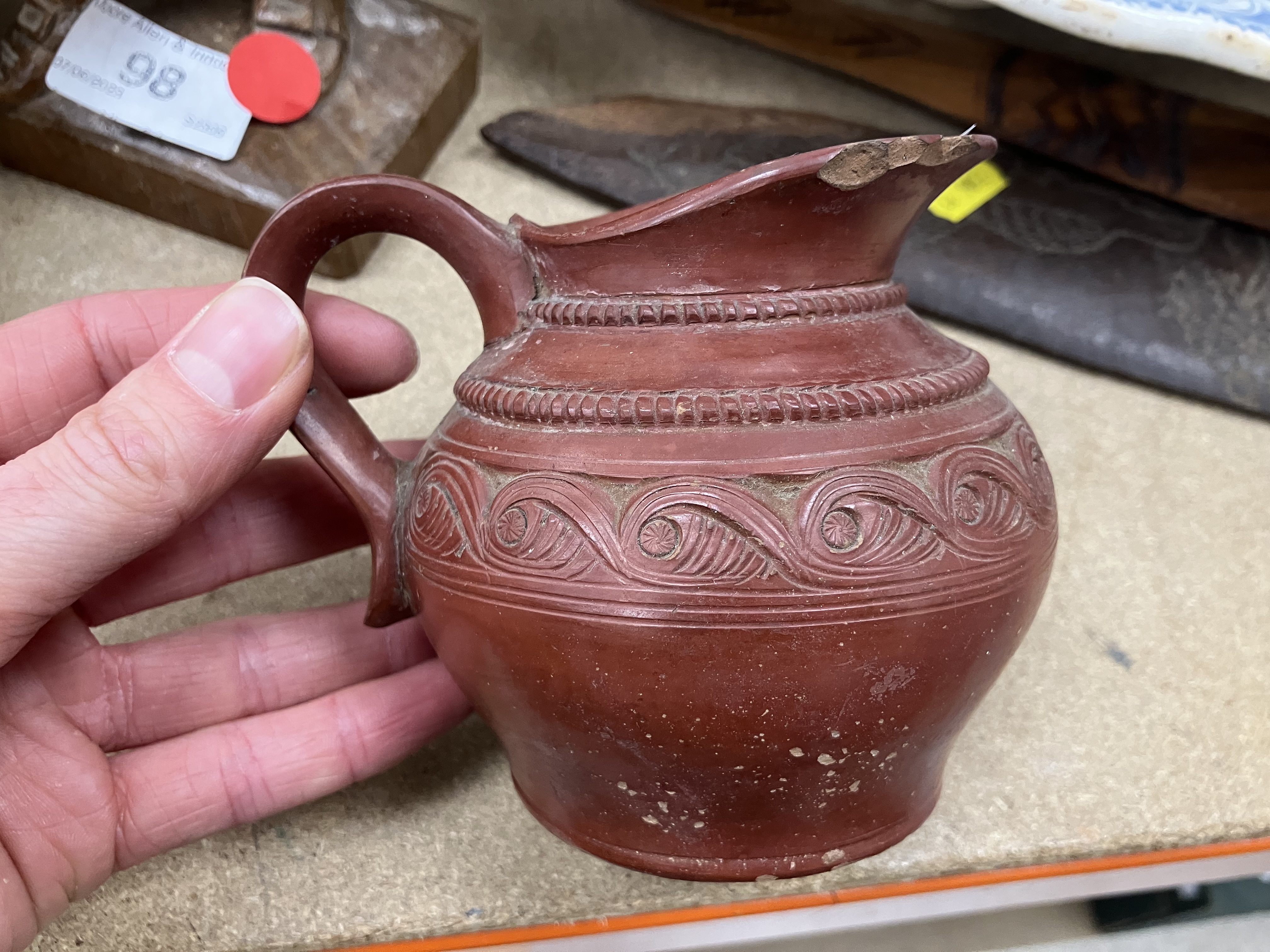 A Redware gourd shaped pottery vase with - Image 16 of 65