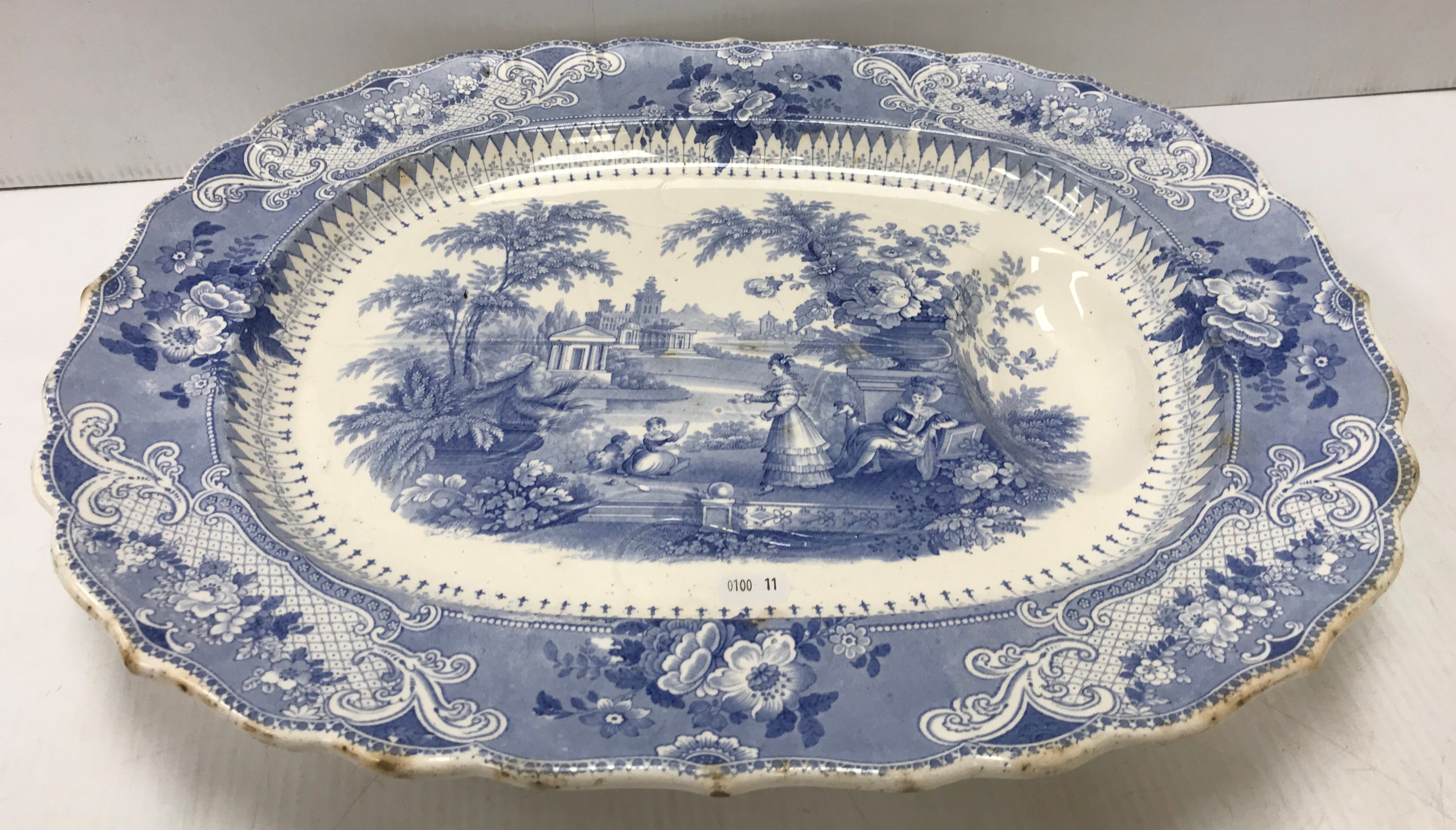 A 19th Century blue and white transfer d