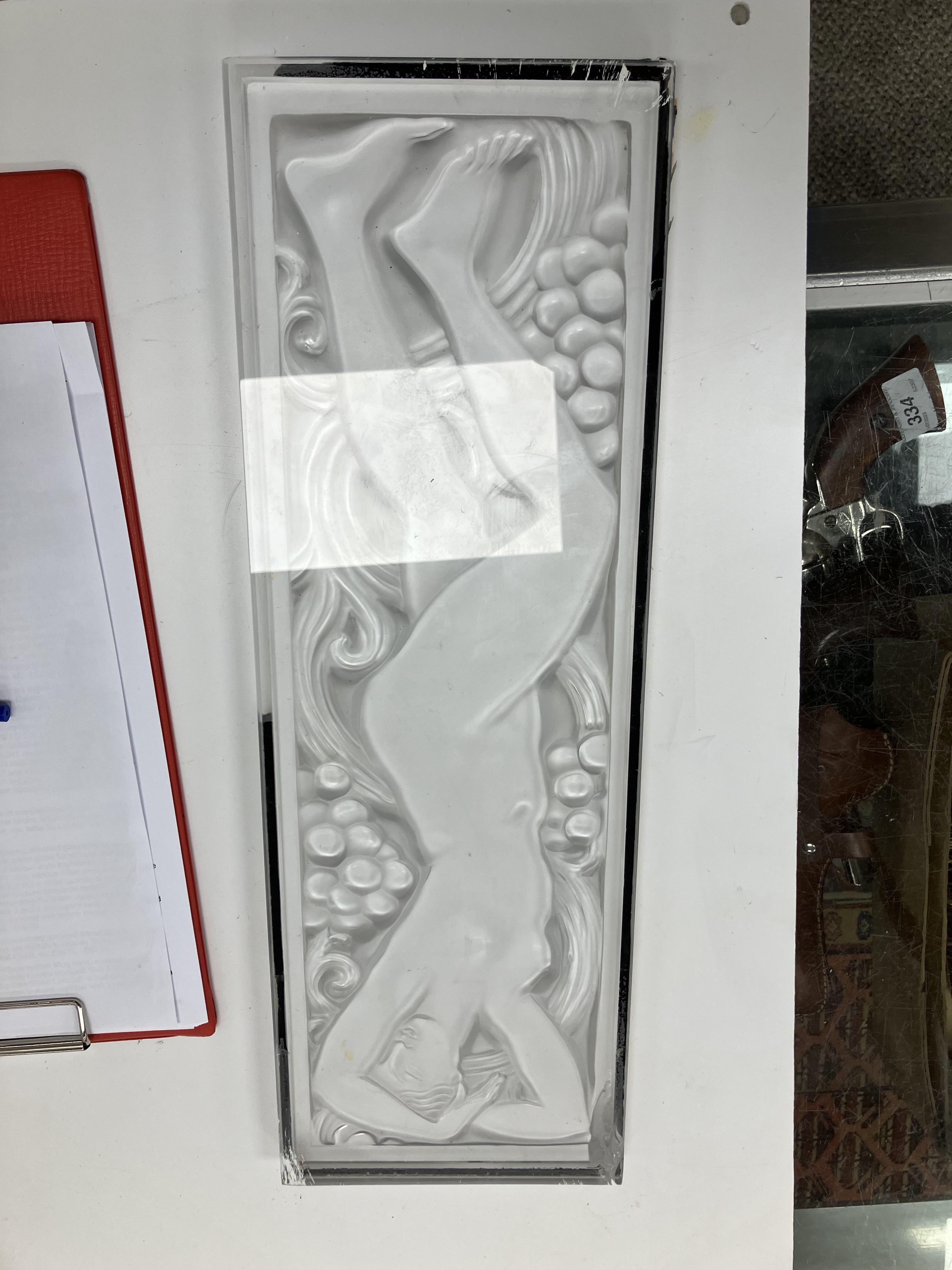 A Lalique frosted glass panel "Femme Bra - Image 5 of 15