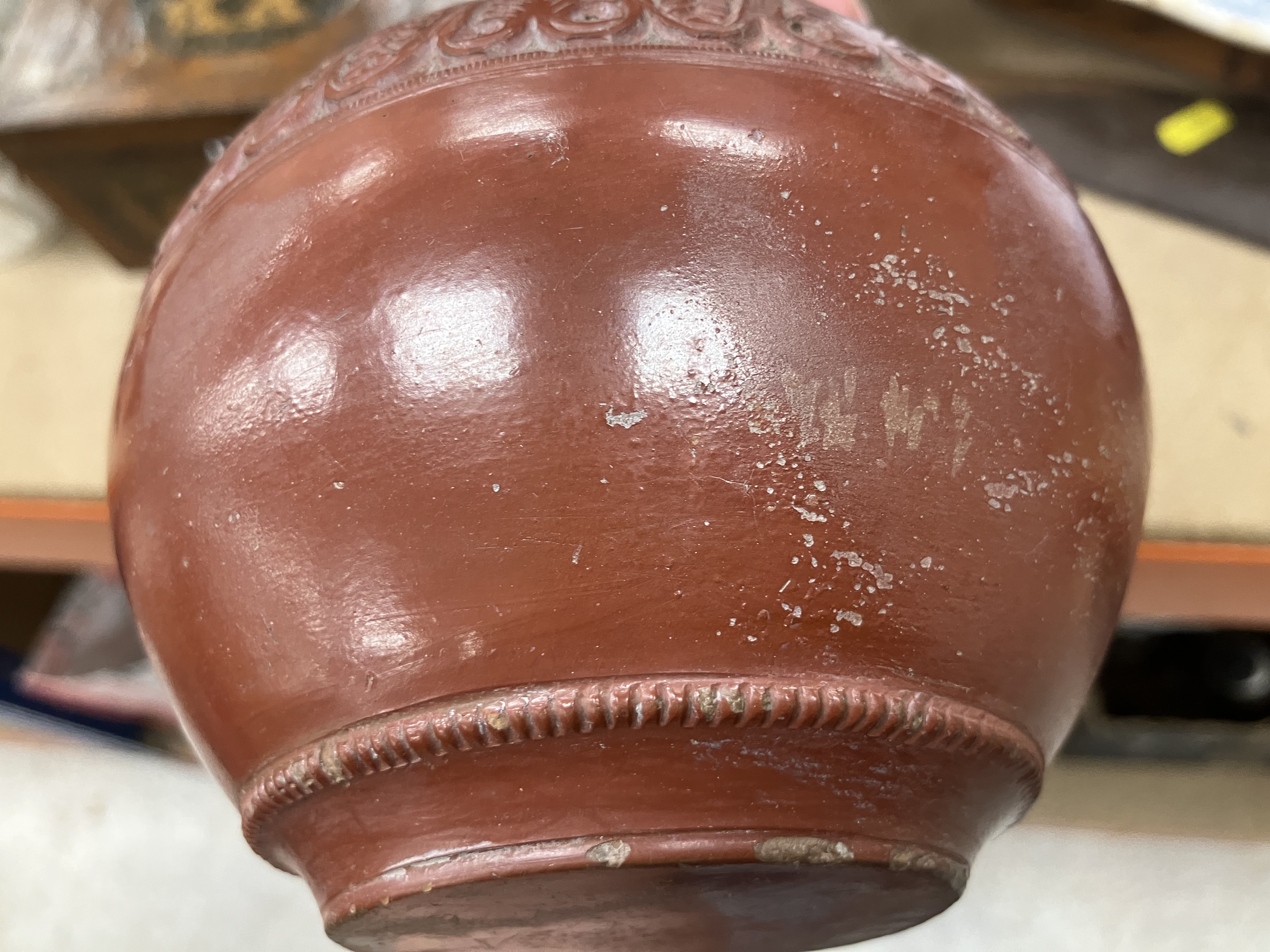 A Redware gourd shaped pottery vase with - Image 59 of 65