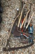 A collection of vintage garden tools to