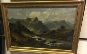 F WALTERS "Rapids in mountains with cott