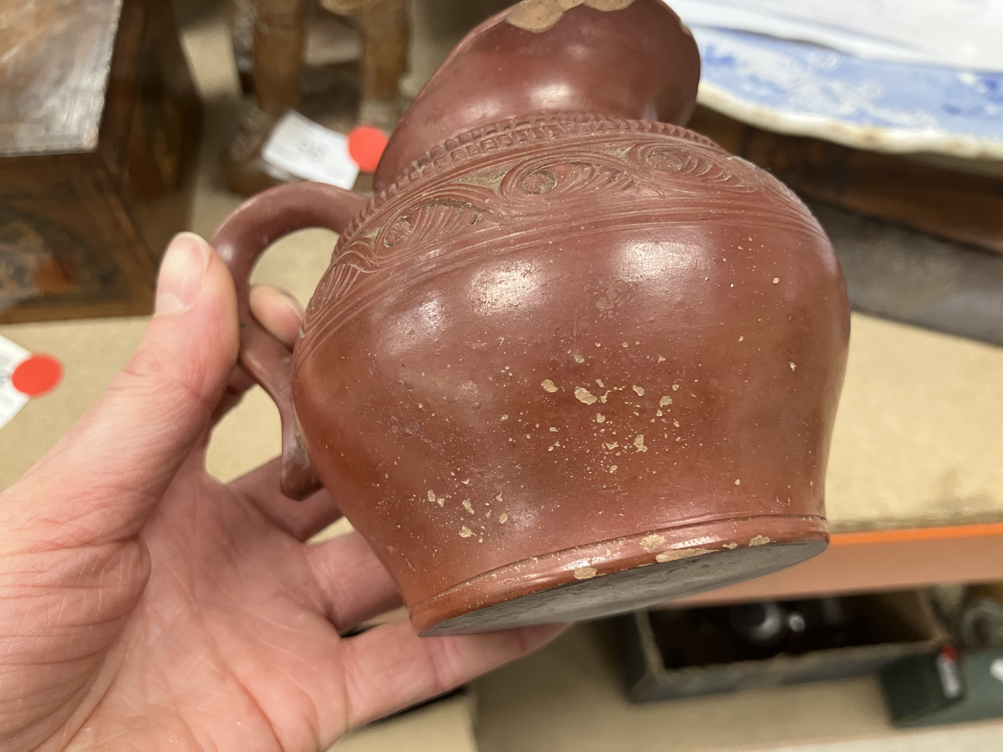 A Redware gourd shaped pottery vase with - Image 14 of 65