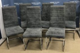 A set of six modern grey upholstered chr