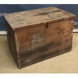 A circa 1900 pine tack box of plain form