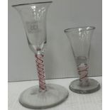 A Georgian enamel twist stem wine glass