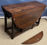 An oak gate leg drop leaf dining table i