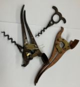 A Wolverson coppered and brass corkscrew