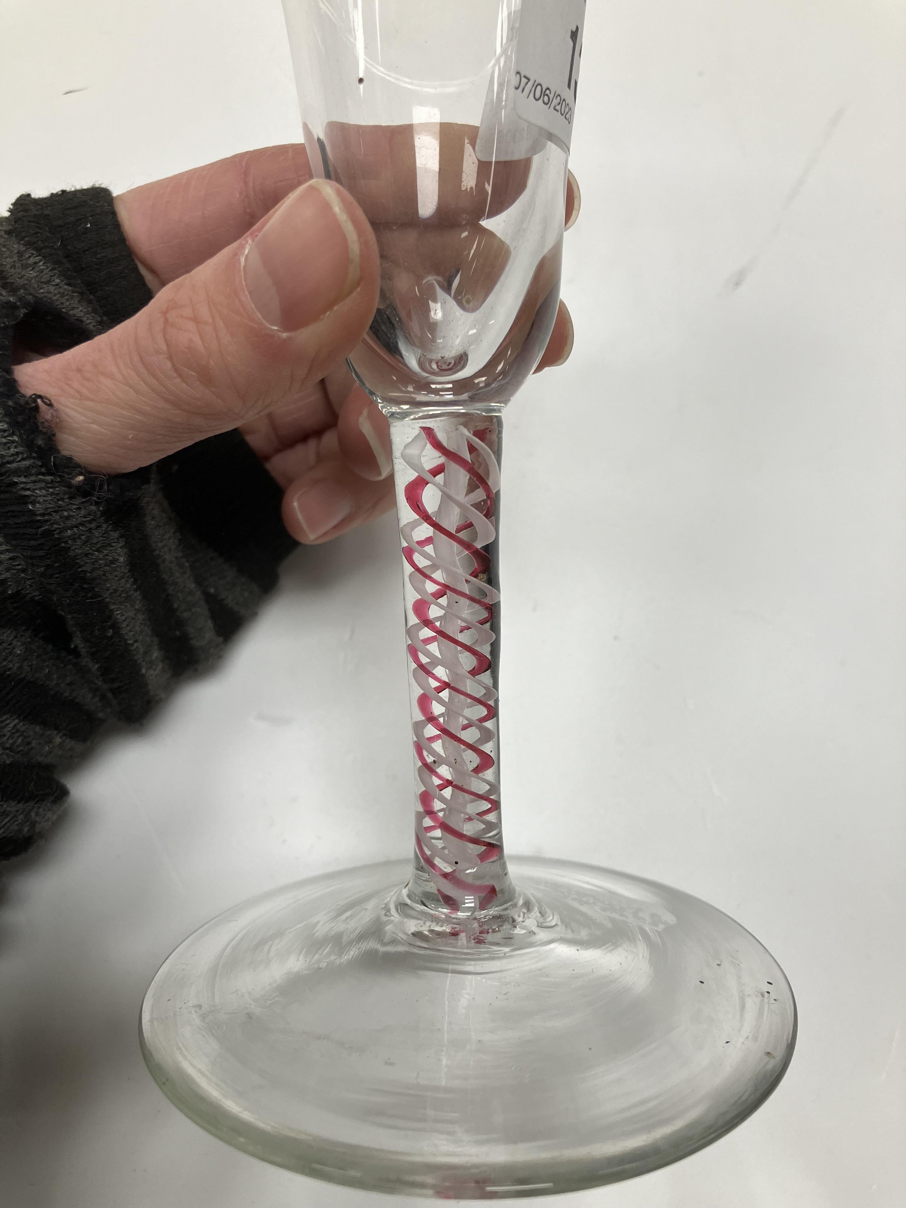 A Georgian enamel twist stem wine glass - Image 5 of 18