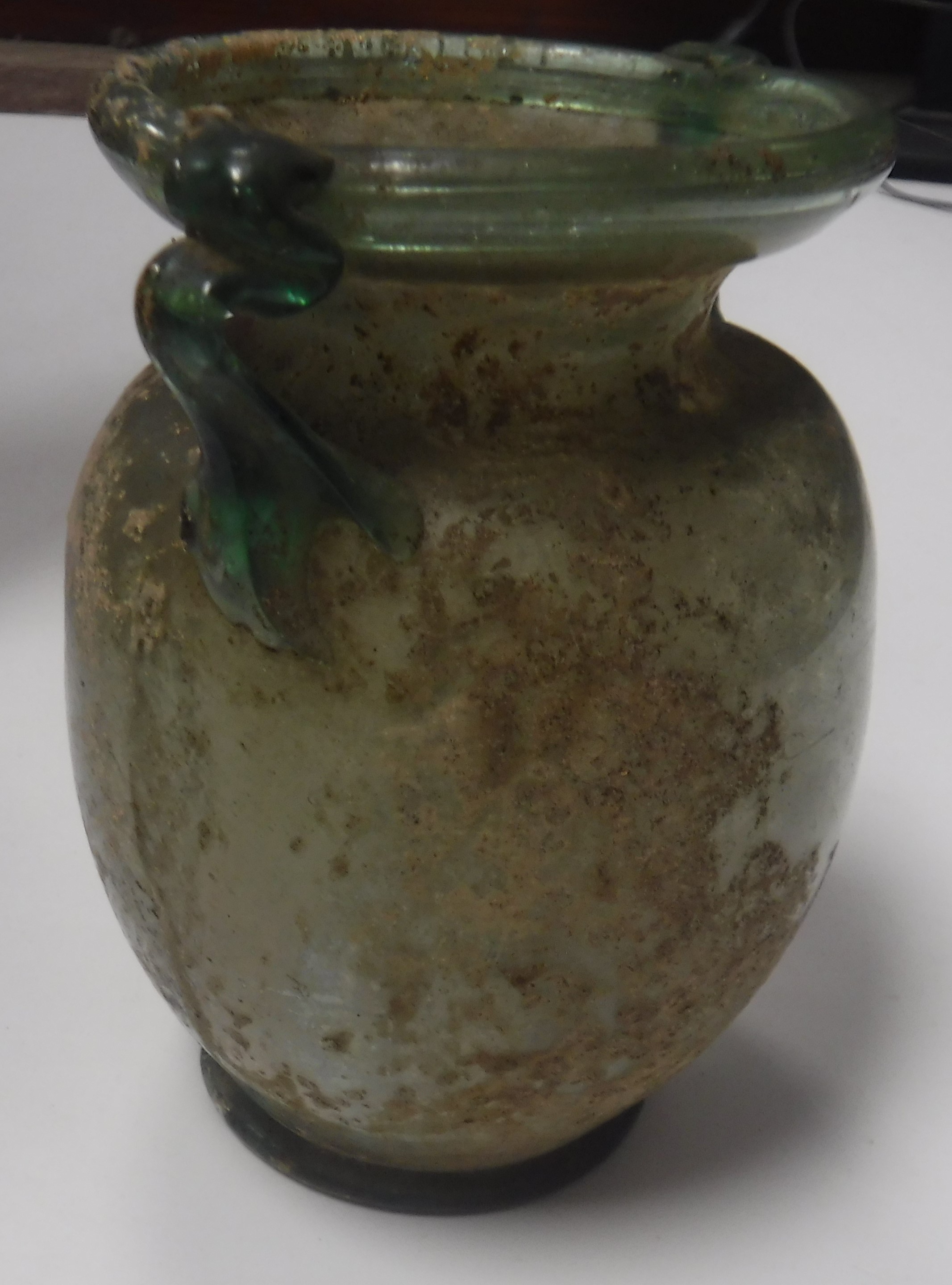 A pale green glass two handled vase in t - Image 16 of 19