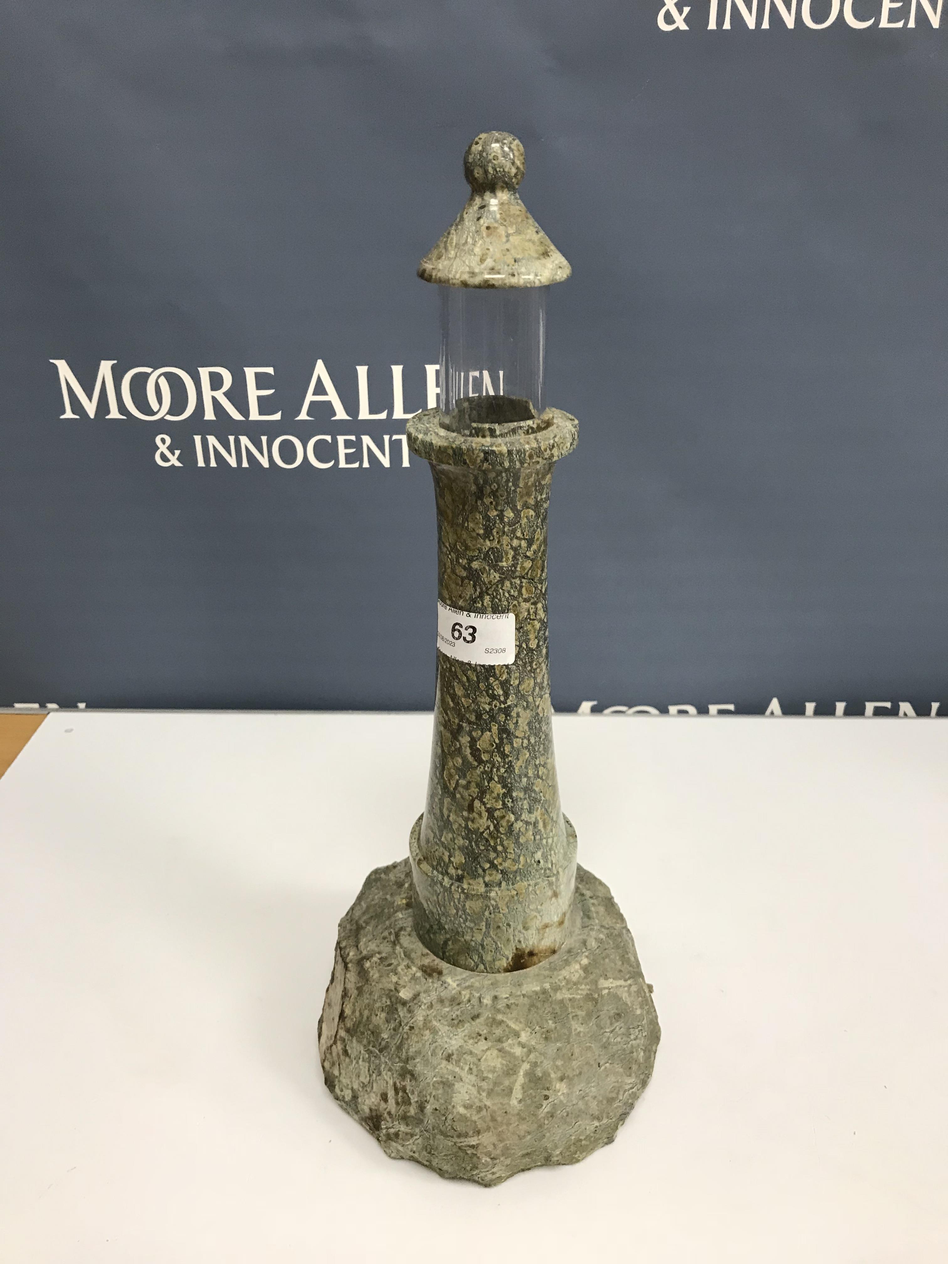 A vintage serpentine Lighthouse table lamp 41 cm high CONDITION REPORTS There are - Image 12 of 12