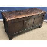 A 17th Century oak coffer, the two plank