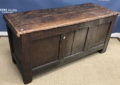 A 17th Century oak coffer, the two plank