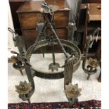 A 20th Century wrought iron six light el