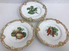 A 19th Century Worcester dessert service comprising two tazzas and five plates, each individually