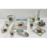 A collection of 65 WH Goss crested china items including Blandford-Forum, Weston-Super-Mare, Bath,