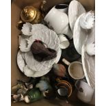 Seven boxes of assorted decorative china, glass etc (7)