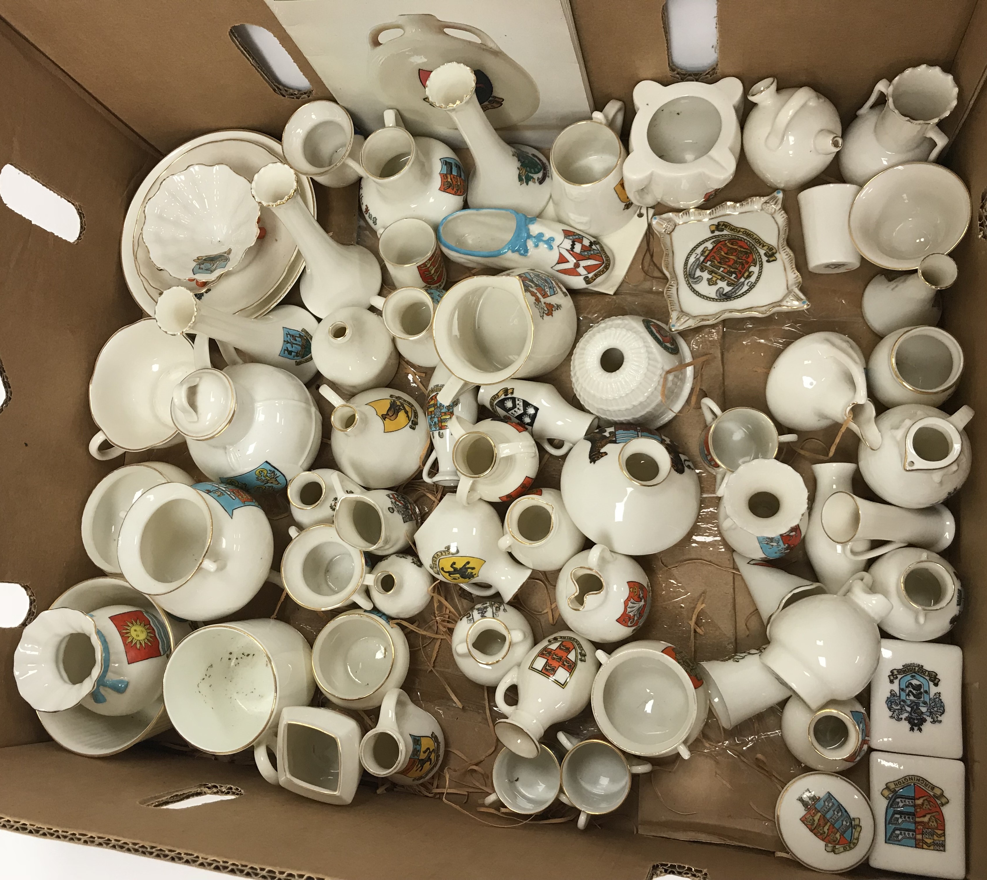 A collection of 65 WH Goss crested china items including Blandford-Forum, Weston-Super-Mare, Bath, - Image 2 of 2