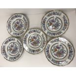 A Victorian Pinder Bourne & Co. set of five soup bowls and five plates, together with a Japan