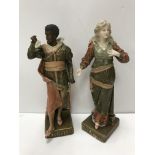 A pair of Art Nouveau figures of Othello and Desdemona by Ernst Wahliss for Turn Wien, 24.5 cm high,