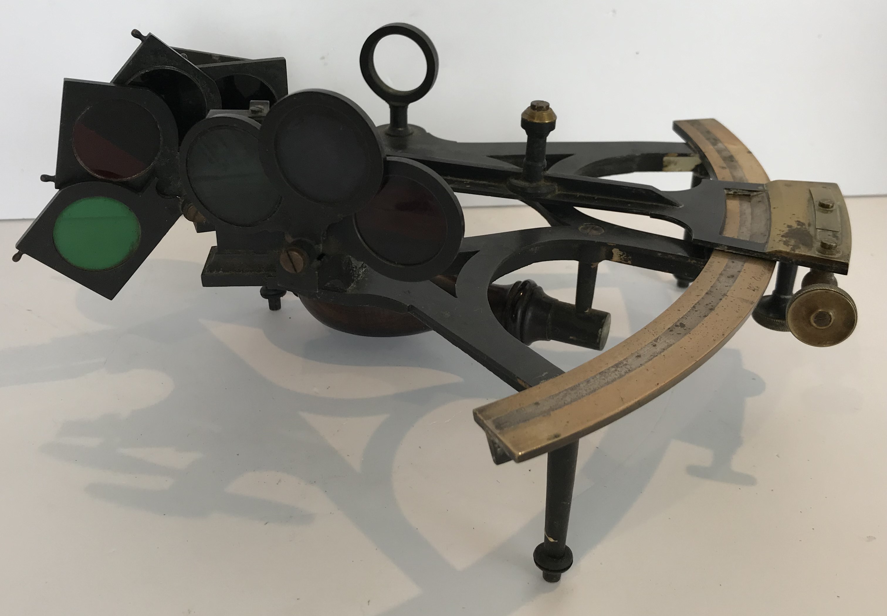 A Victorian brass and anodised sextant by W. Gerrard of Liverpool maker to the Royal Navy housed - Image 4 of 8