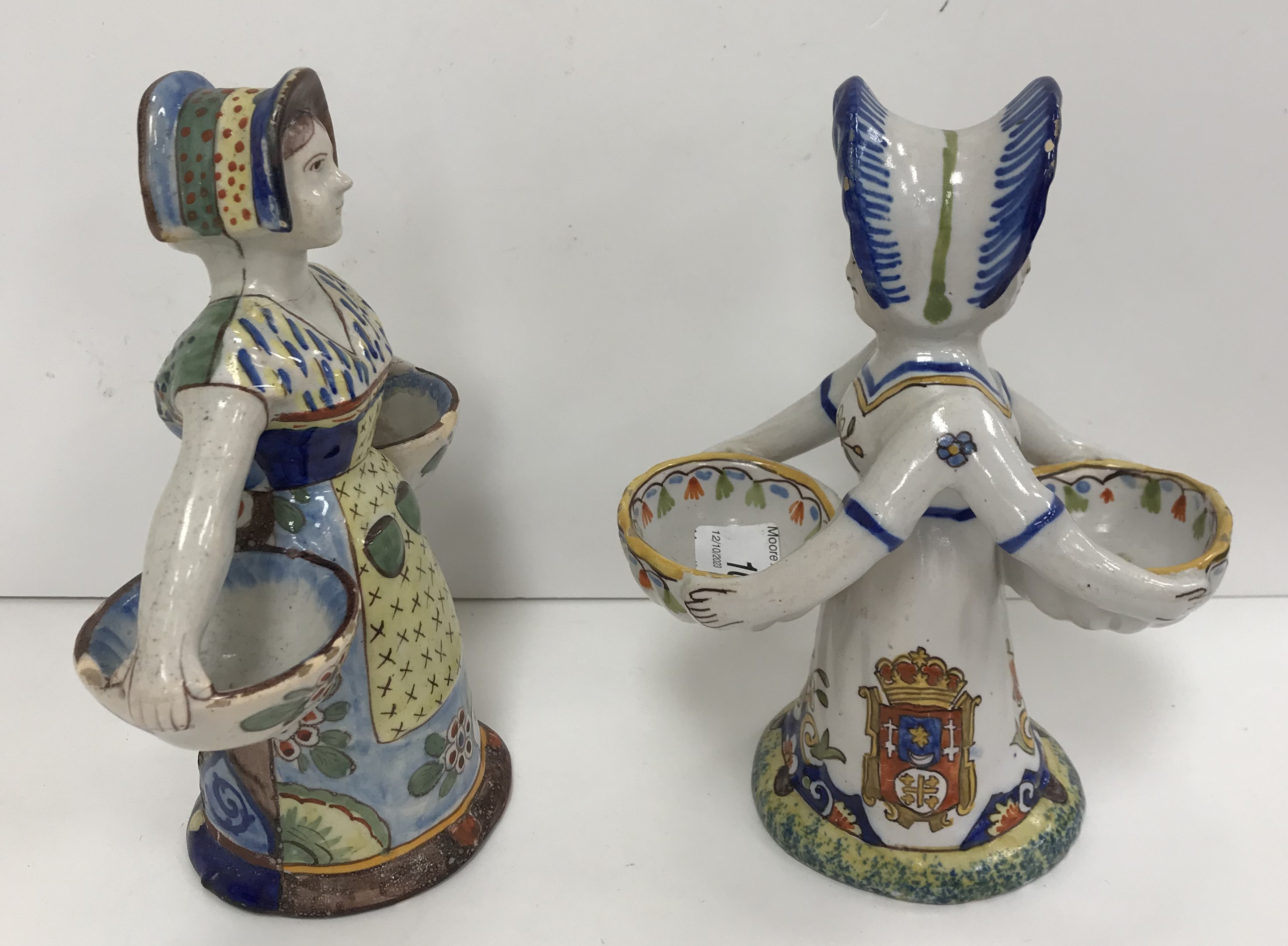 A late 19th/early 20th Century French faience figural double salt inscribed to base ''Calais - 651'' - Image 2 of 2