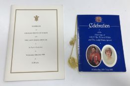 A Prince Charles and Lady Diana Spencer wedding stationery sample approval set, together with letter