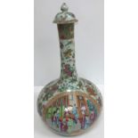 An early 19th Century Chinese famille rose gourd shaped vase and cover, the main body decorated with