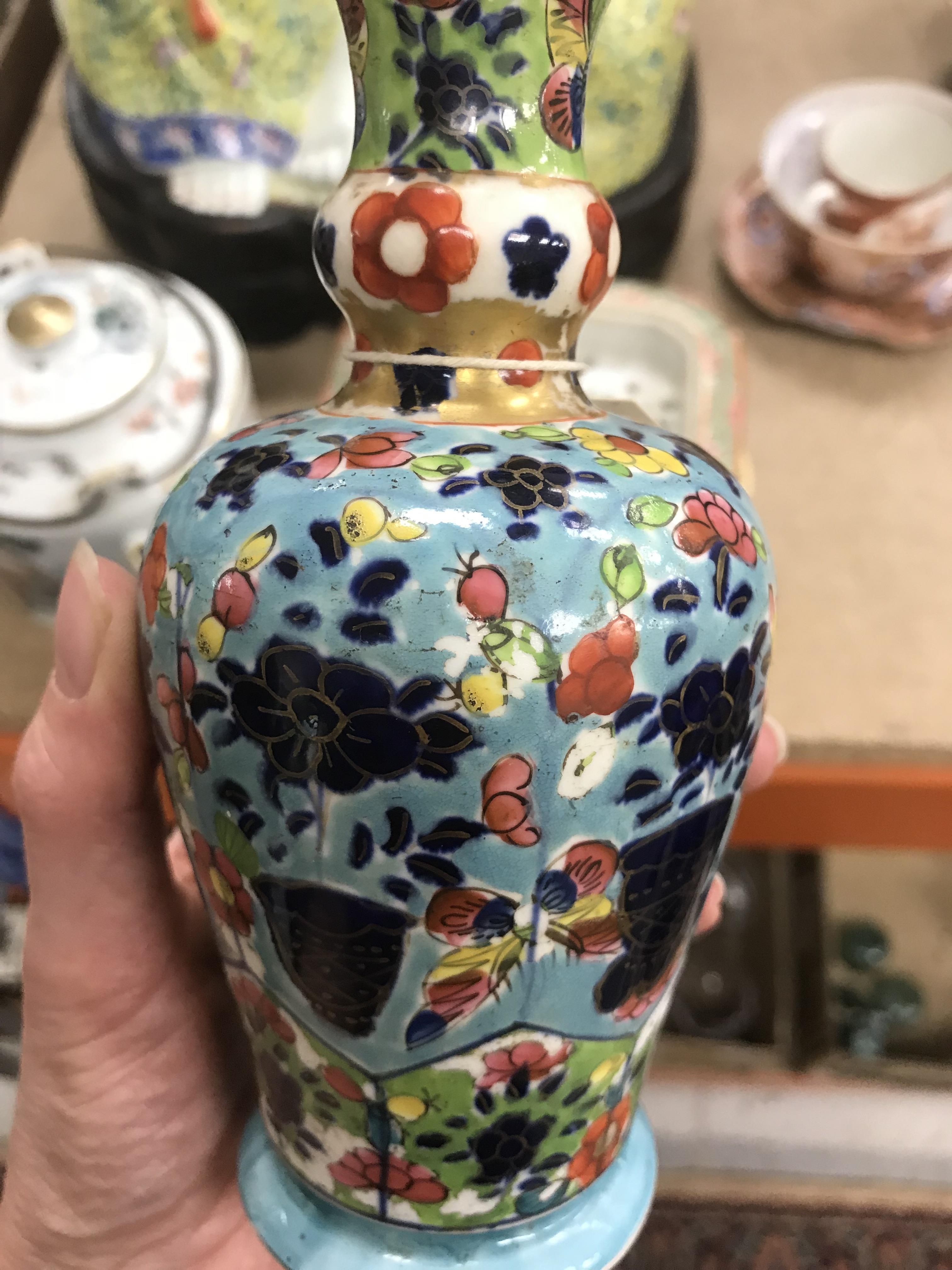 An 18th Century Chinese polychrome decorated vase with flared Gu style neck above a turquoise ground - Image 10 of 18