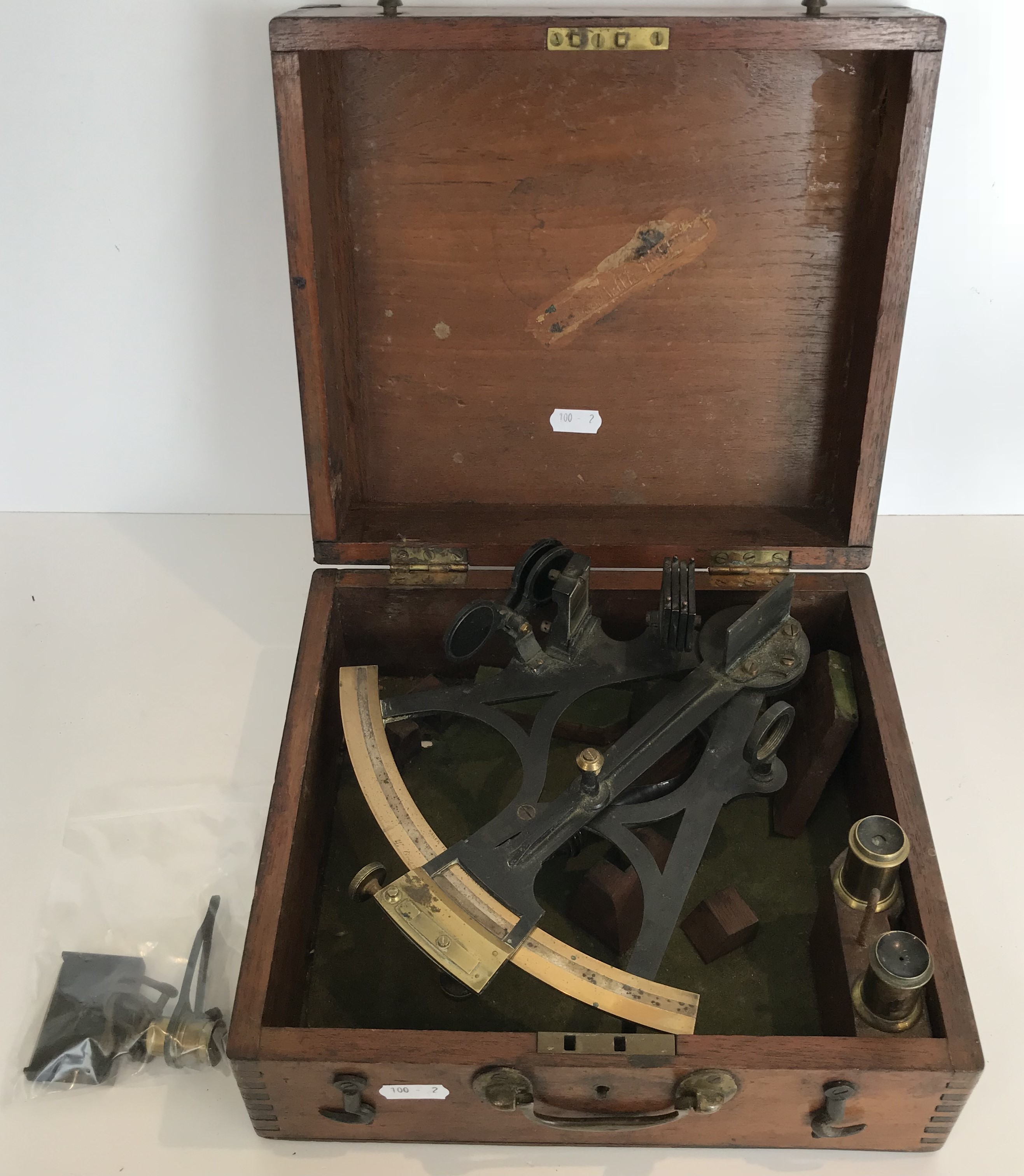 A Victorian brass and anodised sextant by W. Gerrard of Liverpool maker to the Royal Navy housed