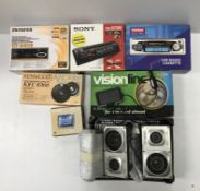 A collection of various car electronics